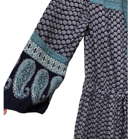 Vintage SFERA Maxi Dress‎ Blue Green print Large 100% Viscose Bohemian Summer - Picture 15 of 15